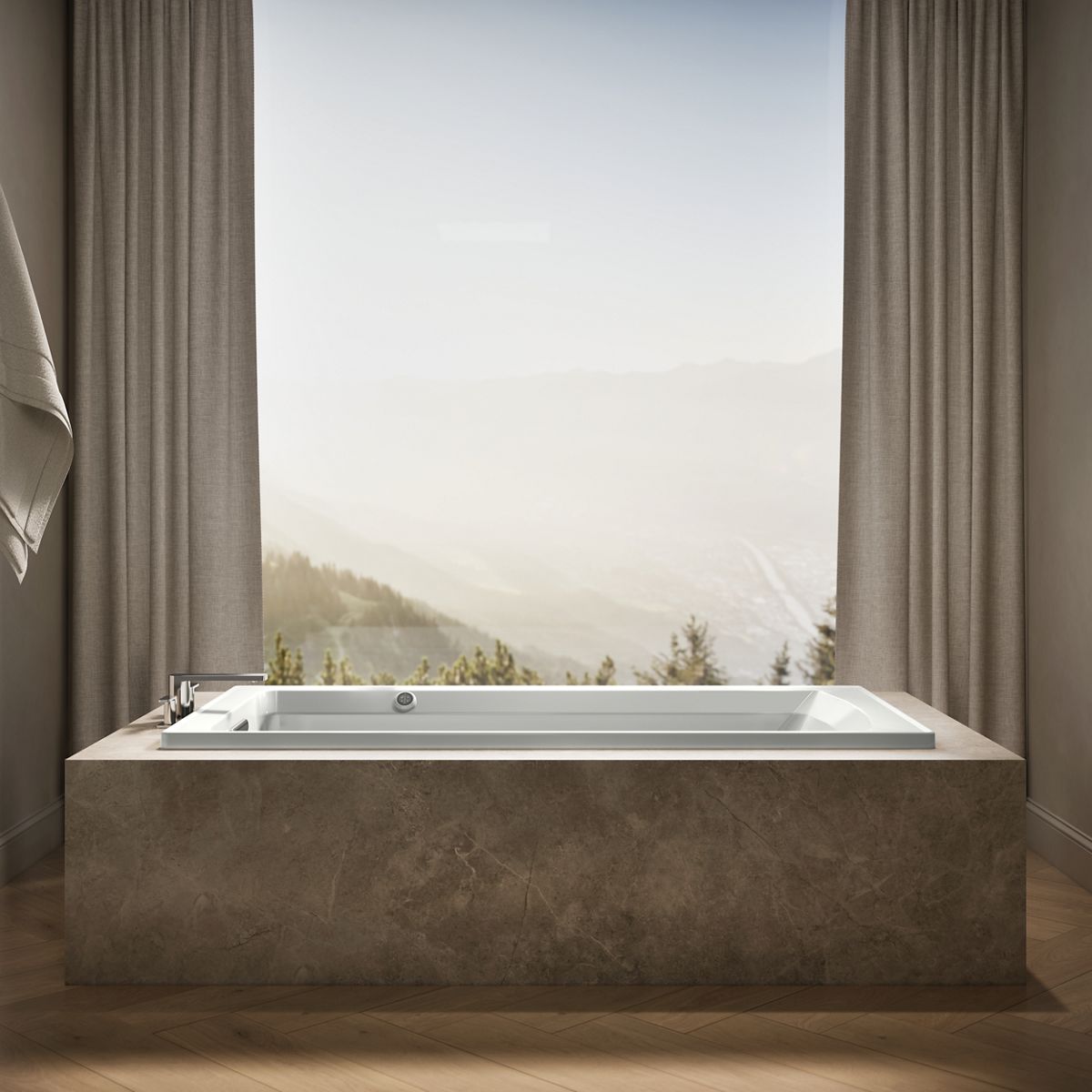 KOHLER K-1125-W1 Archer 72" x 36" drop-in bath with Bask heated surface