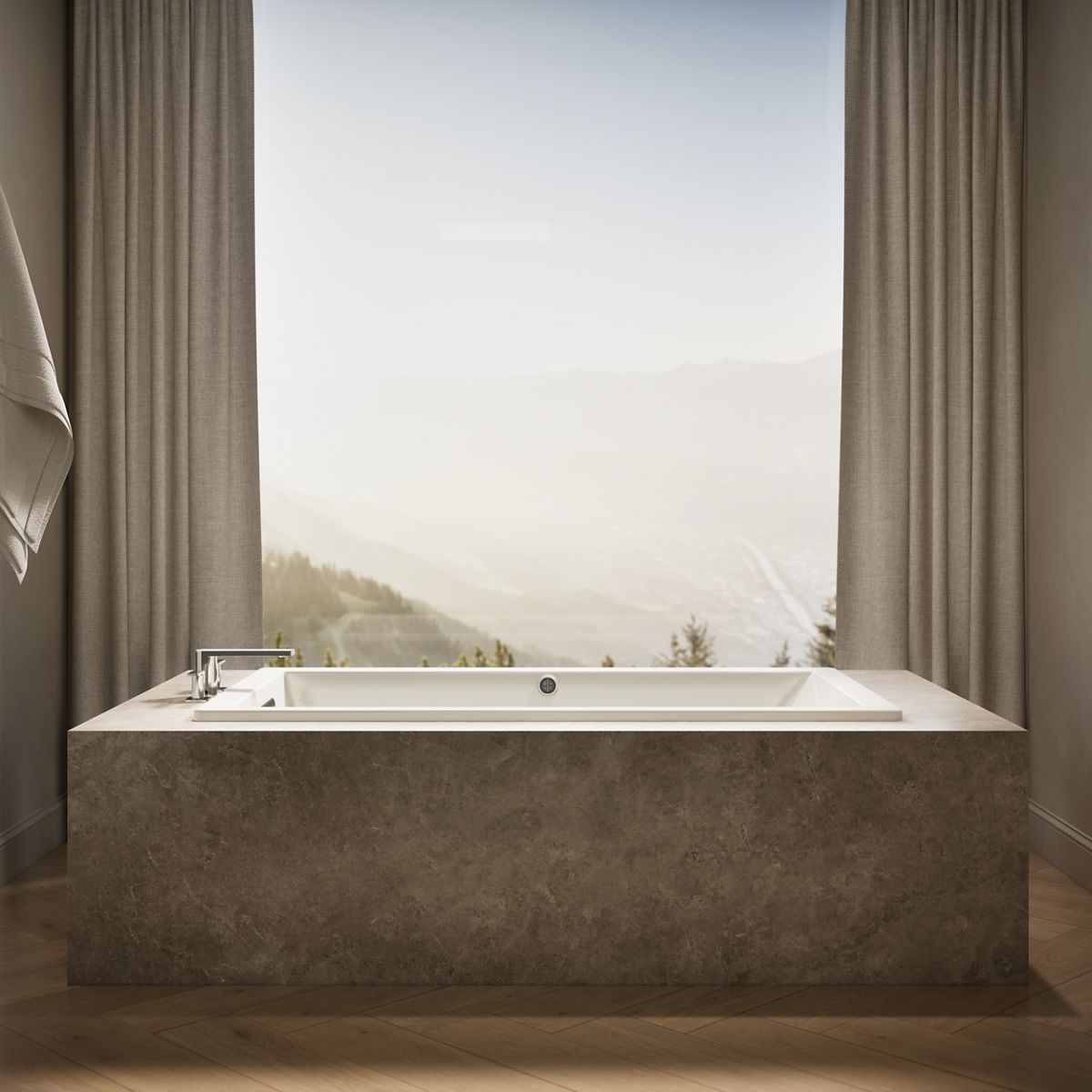 KOHLER K-1136-W1 Underscore 66" x 36" drop-in bath with Bask heated surface