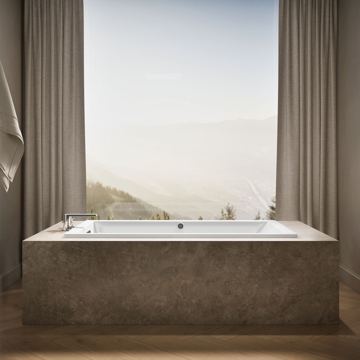 KOHLER K-1136-W1 Underscore 66" x 36" drop-in bath with Bask heated surface