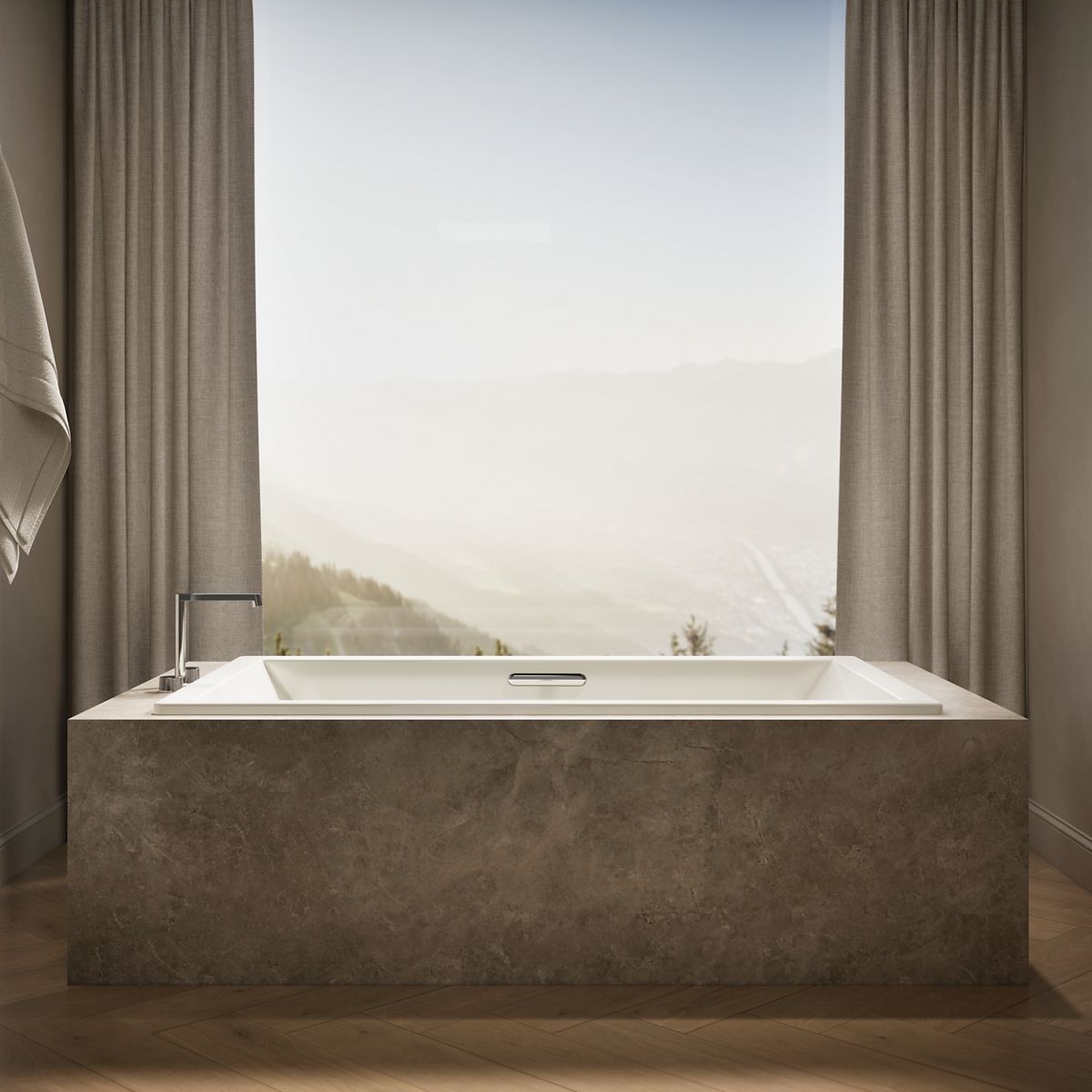 KOHLER K-1137-W1 Underscore 72" x 42" drop-in bath with Bask heated surface