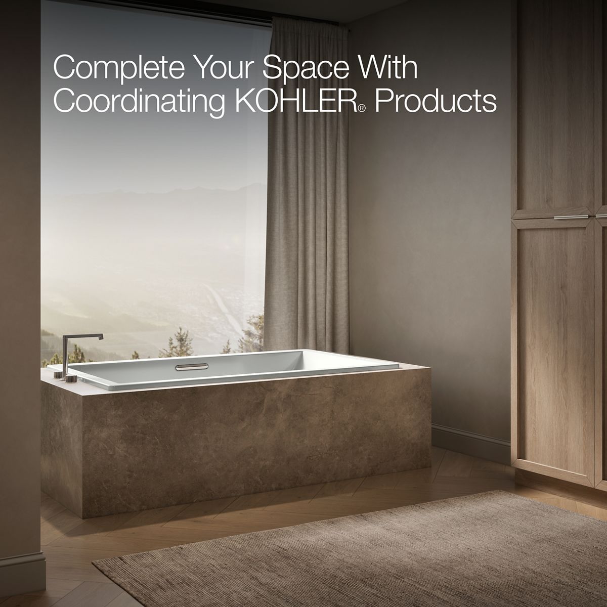 KOHLER K-1137-W1 Underscore 72" x 42" drop-in bath with Bask heated surface