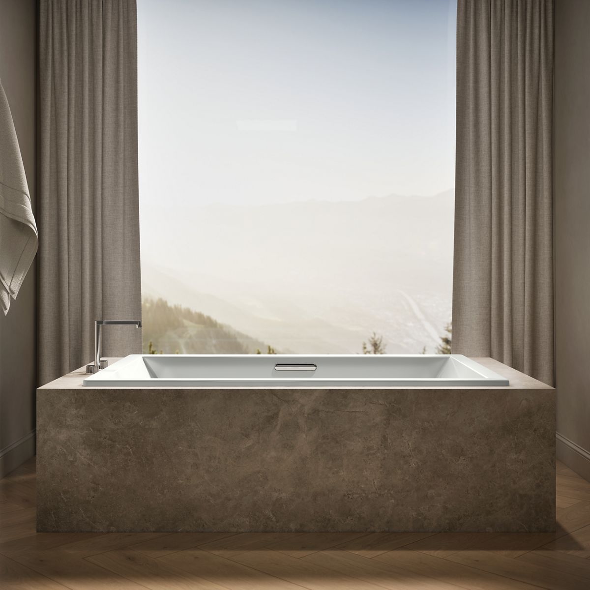 KOHLER K-1137-W1 Underscore 72" x 42" drop-in bath with Bask heated surface