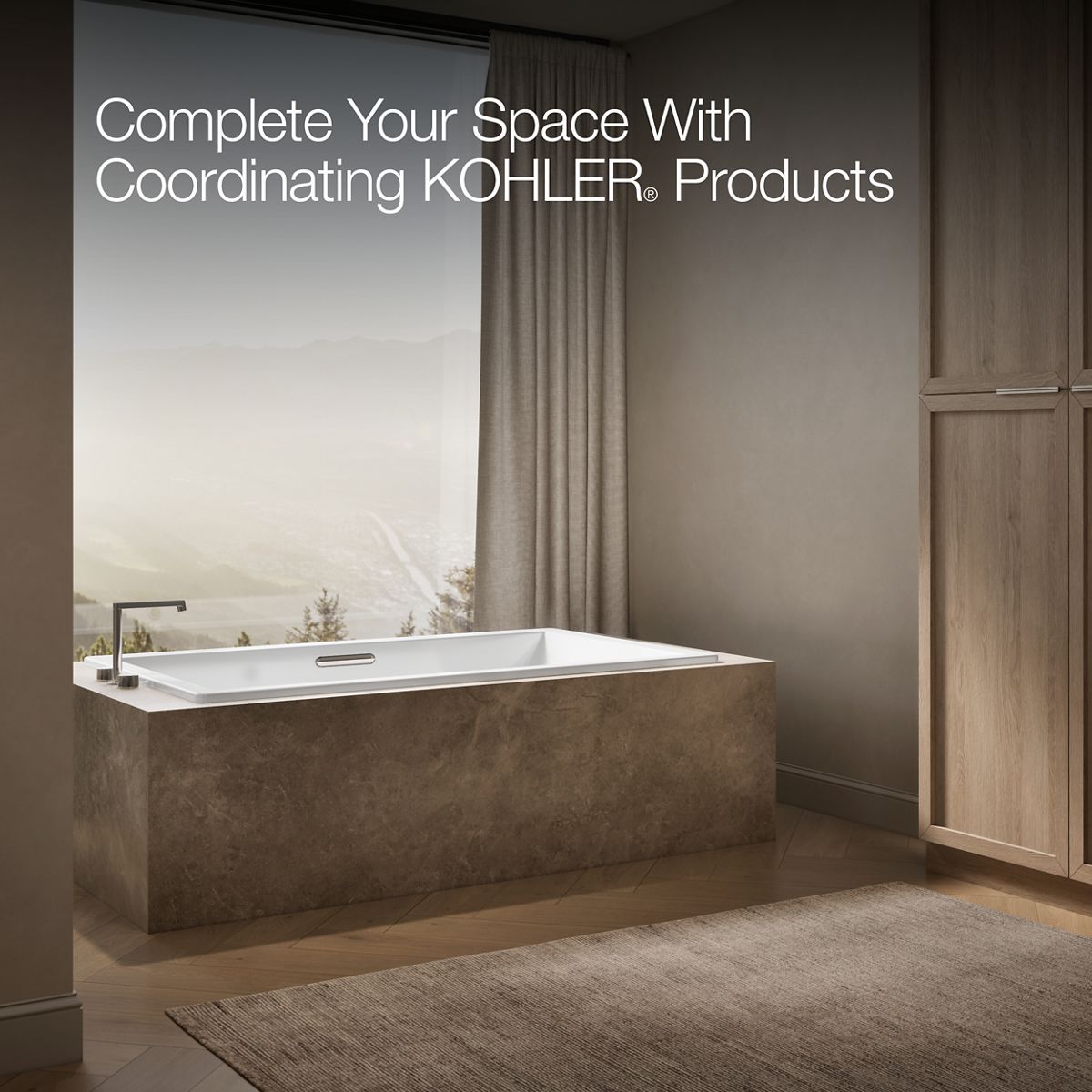 KOHLER K-1137-W1 Underscore 72" x 42" drop-in bath with Bask heated surface