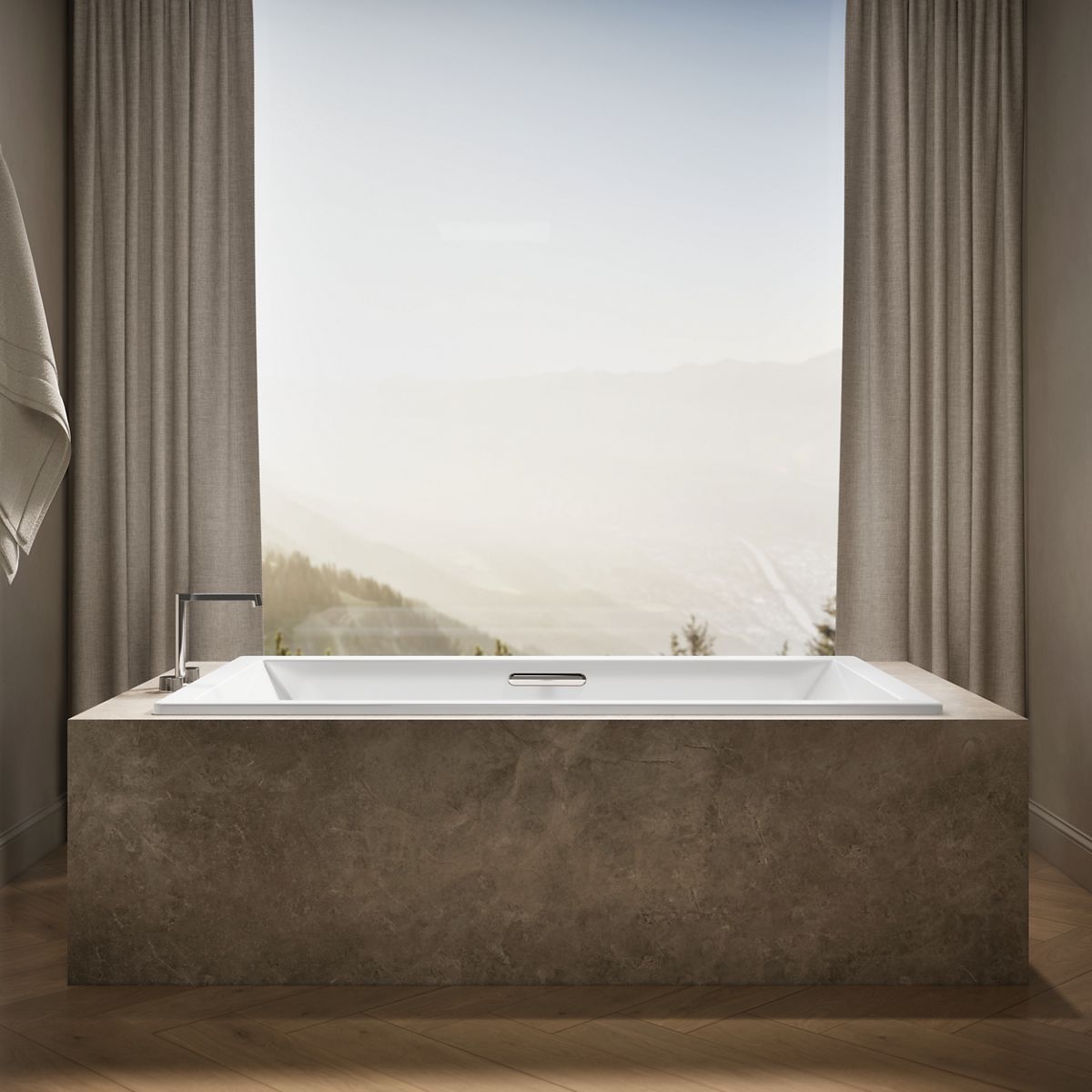 KOHLER K-1137-W1 Underscore 72" x 42" drop-in bath with Bask heated surface