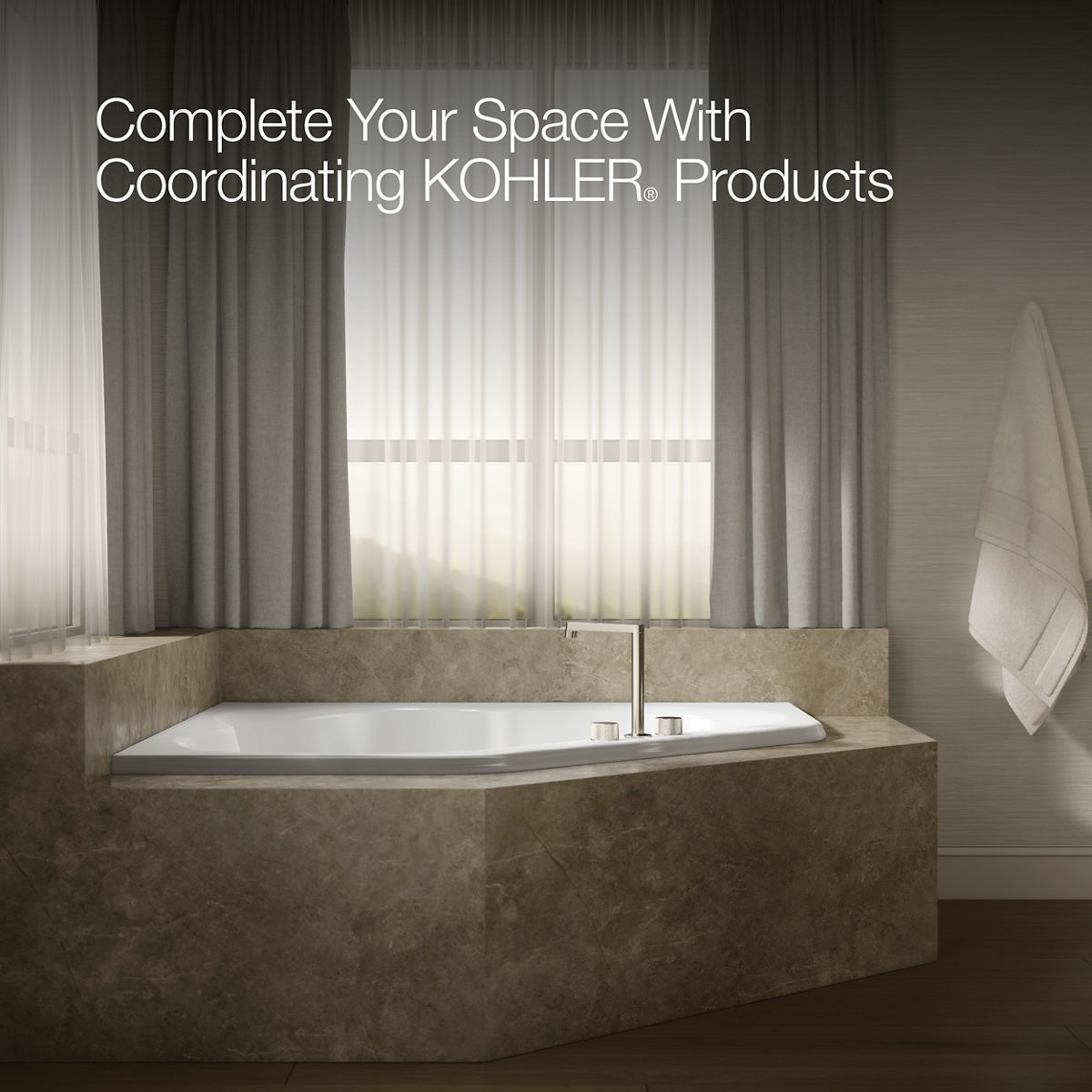 KOHLER K-1161-F Tercet 60" x 60" corner bath