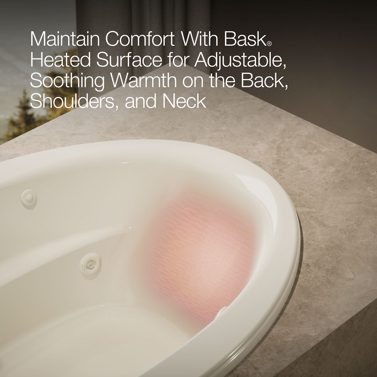 KOHLER K-1162-W1 Sunward 60" x 42" drop-in whirlpool bath with Bask heated surface
