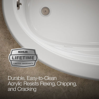 KOHLER K-1164-H Sunward 72" x 42" drop-in heated whirlpool bath