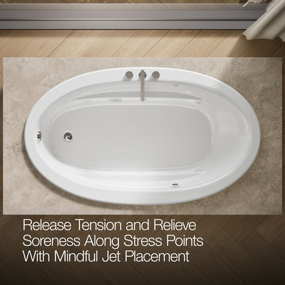 KOHLER K-1164-W1 Sunward 72" x 42" drop-in whirlpool bath with Bask heated surface