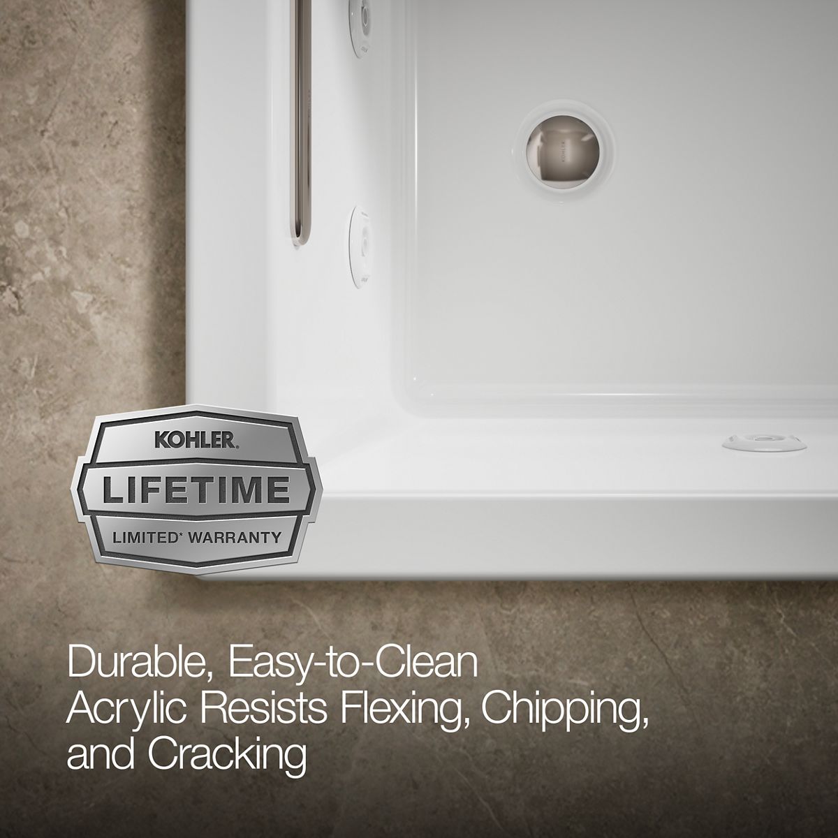 KOHLER K-1167-JH Underscore 60" x 30" drop-in heated whirlpool bath