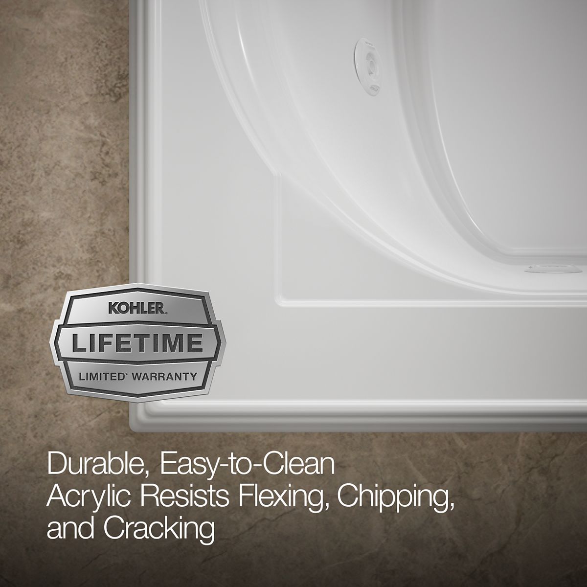 KOHLER K-1170-JHH Memoirs 66" x 42" drop-in whirlpool bath