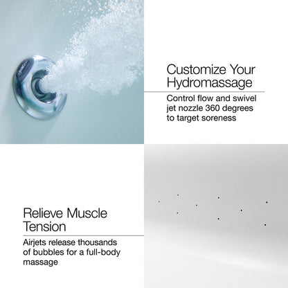 KOHLER K-1173-XHGH Underscore 66" x 36" drop-in Heated BubbleMassage air bath with whirlpool