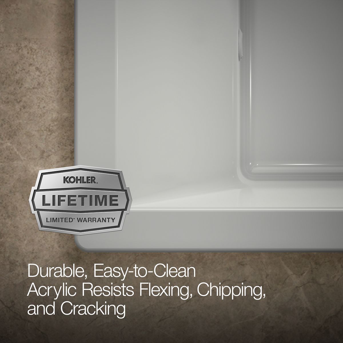 KOHLER K-1174-JH Underscore 72" x 42" drop-in heated whirlpool bath