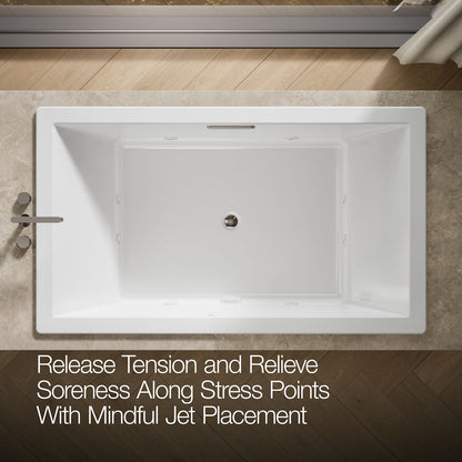 KOHLER K-1174-JH Underscore 72" x 42" drop-in heated whirlpool bath