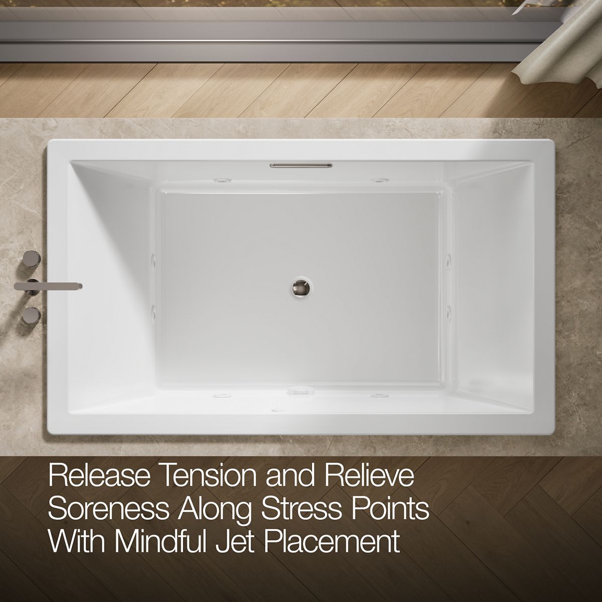 KOHLER K-1174-JH Underscore 72" x 42" drop-in heated whirlpool bath