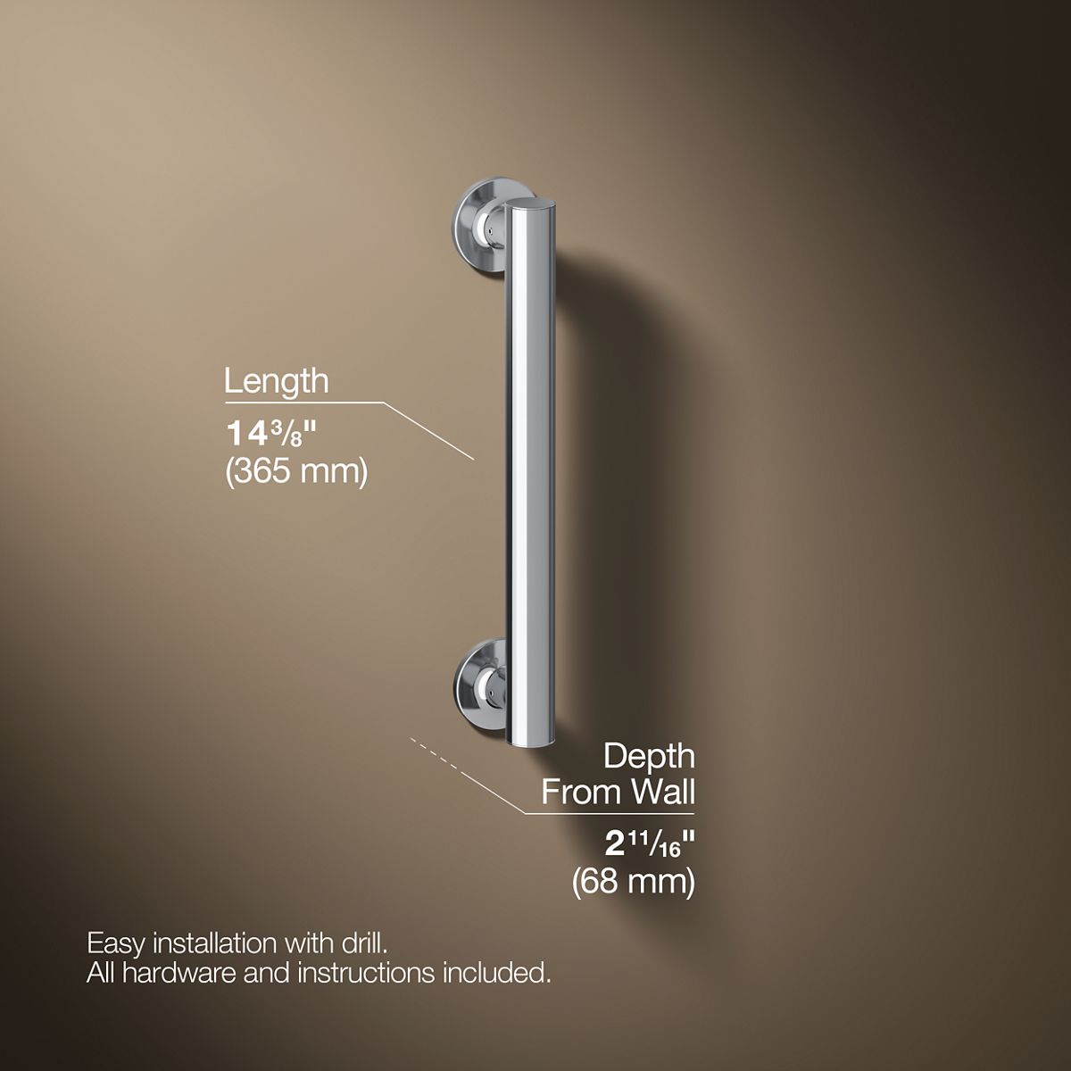 3/4 view of product with dimensions