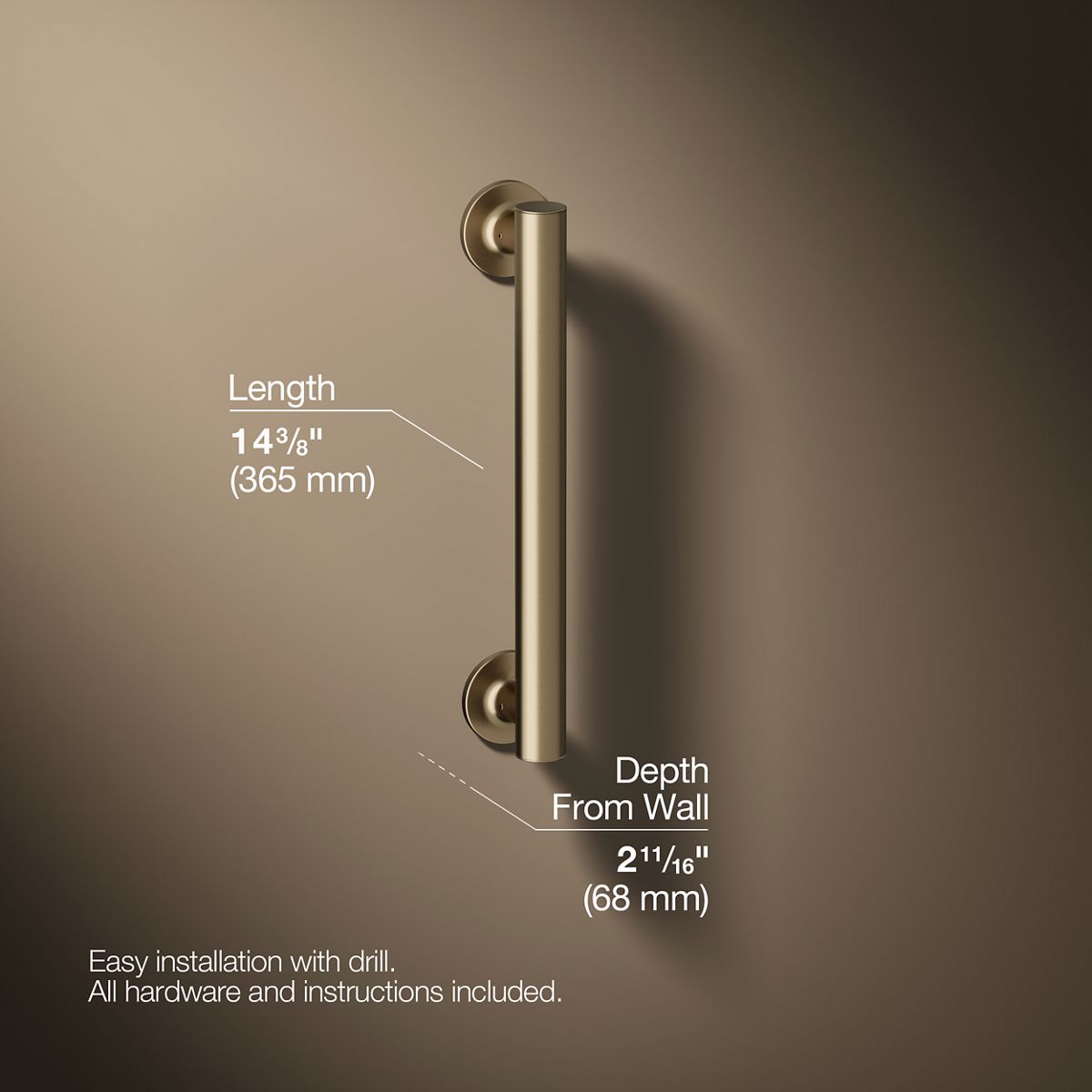 3/4 view of product with dimensions