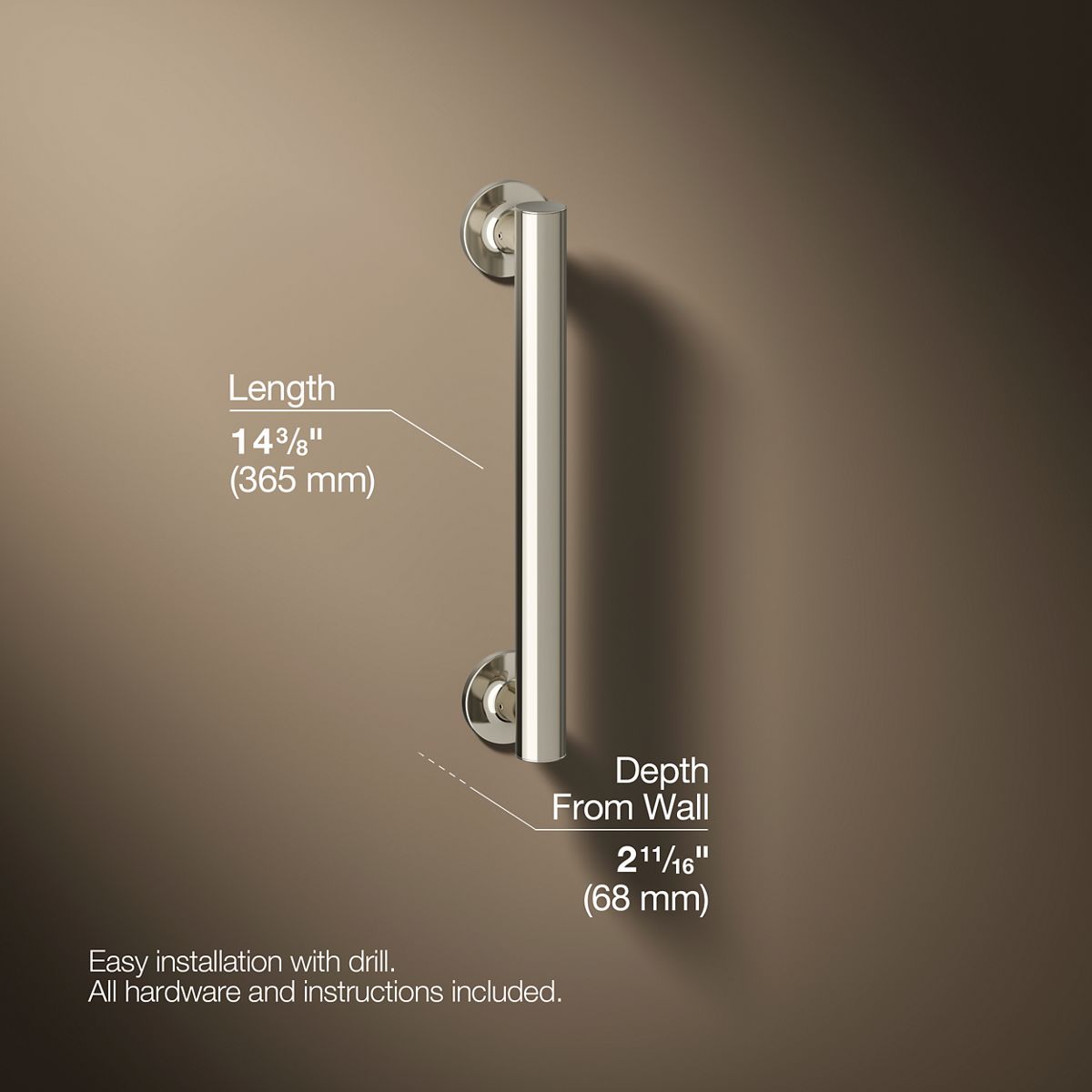3/4 view of product with dimensions