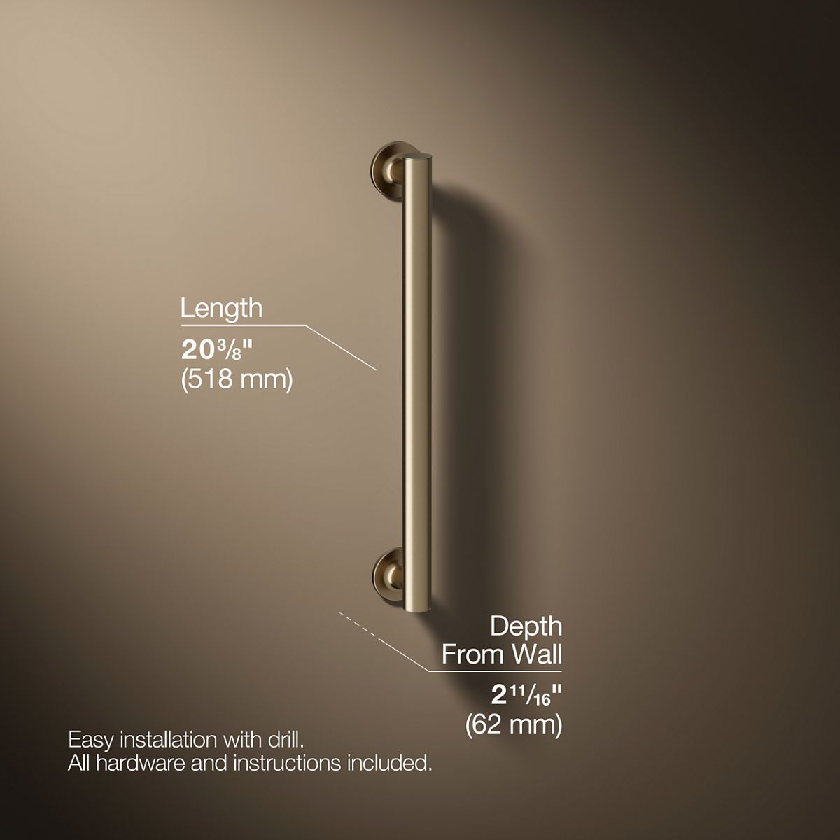 3/4 view of product with dimensions