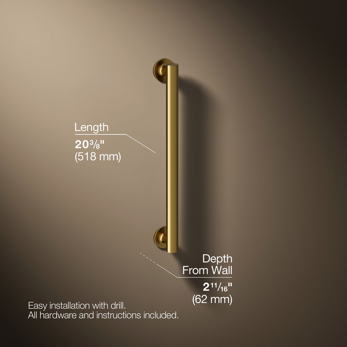 3/4 view of product with dimensions