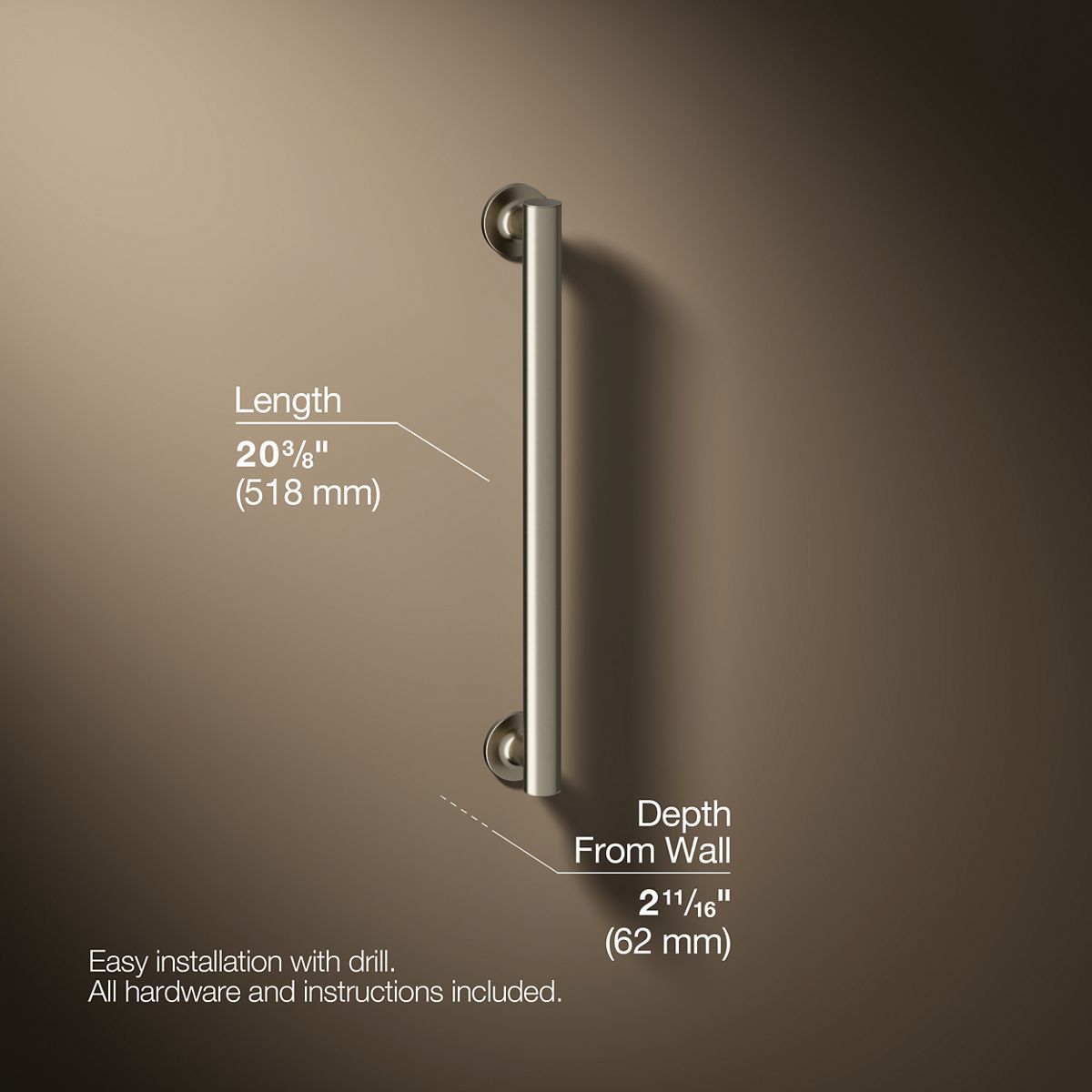 3/4 view of product with dimensions