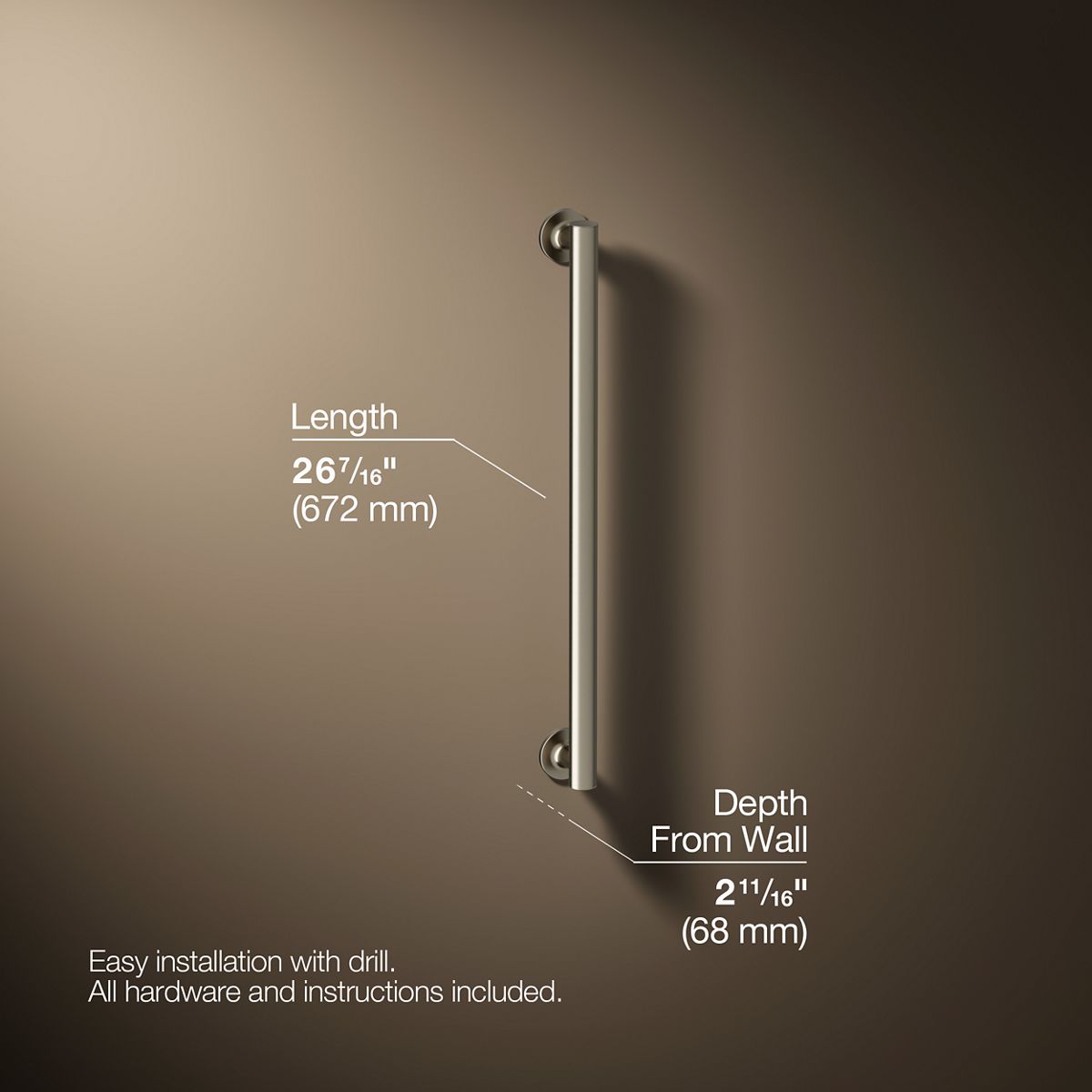 3/4 view of product with dimensions