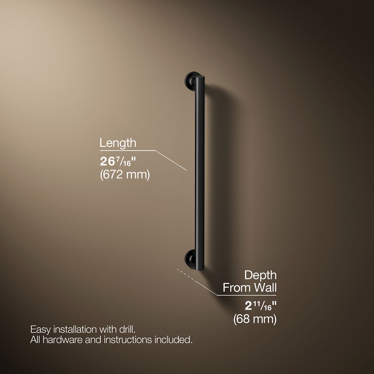 3/4 view of product with dimensions