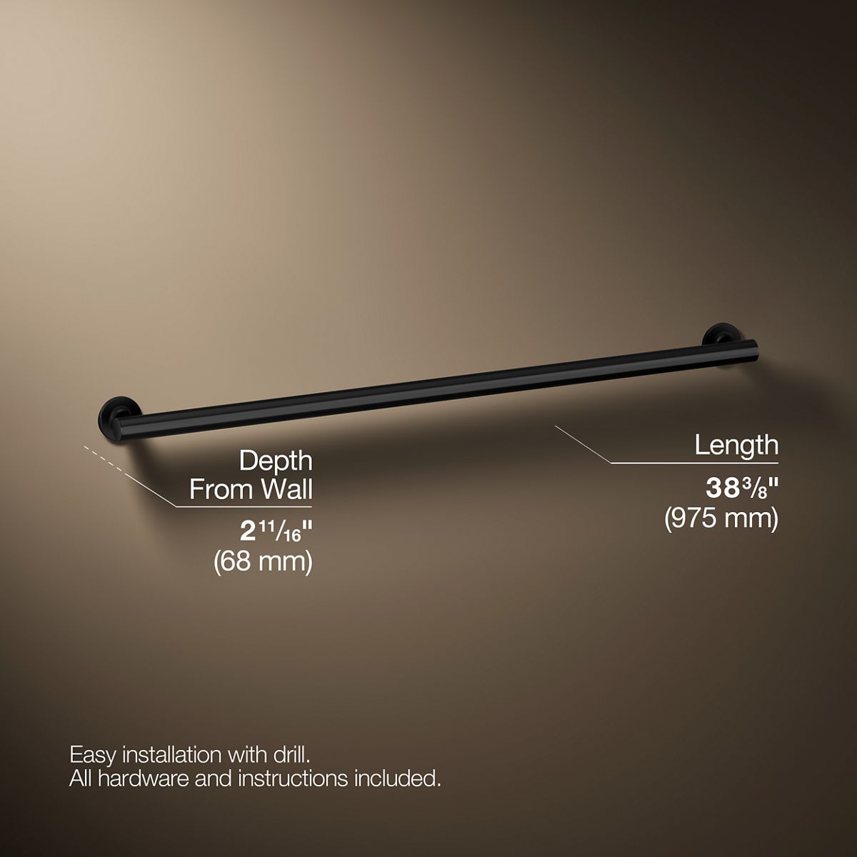 3/4 view of product with dimensions