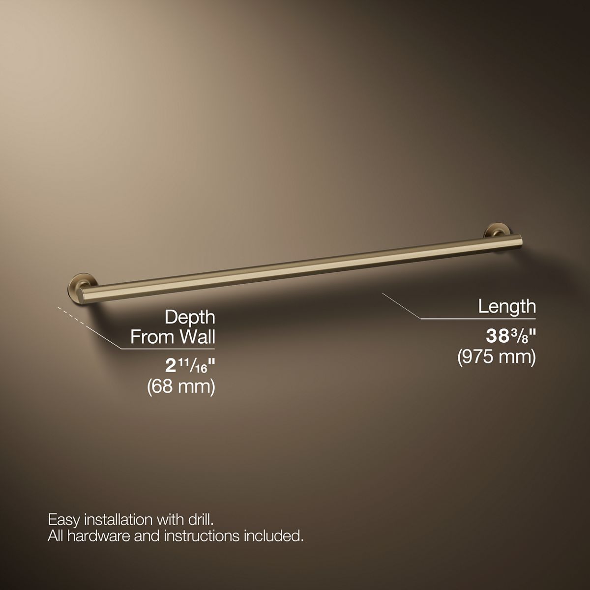 3/4 view of product with dimensions