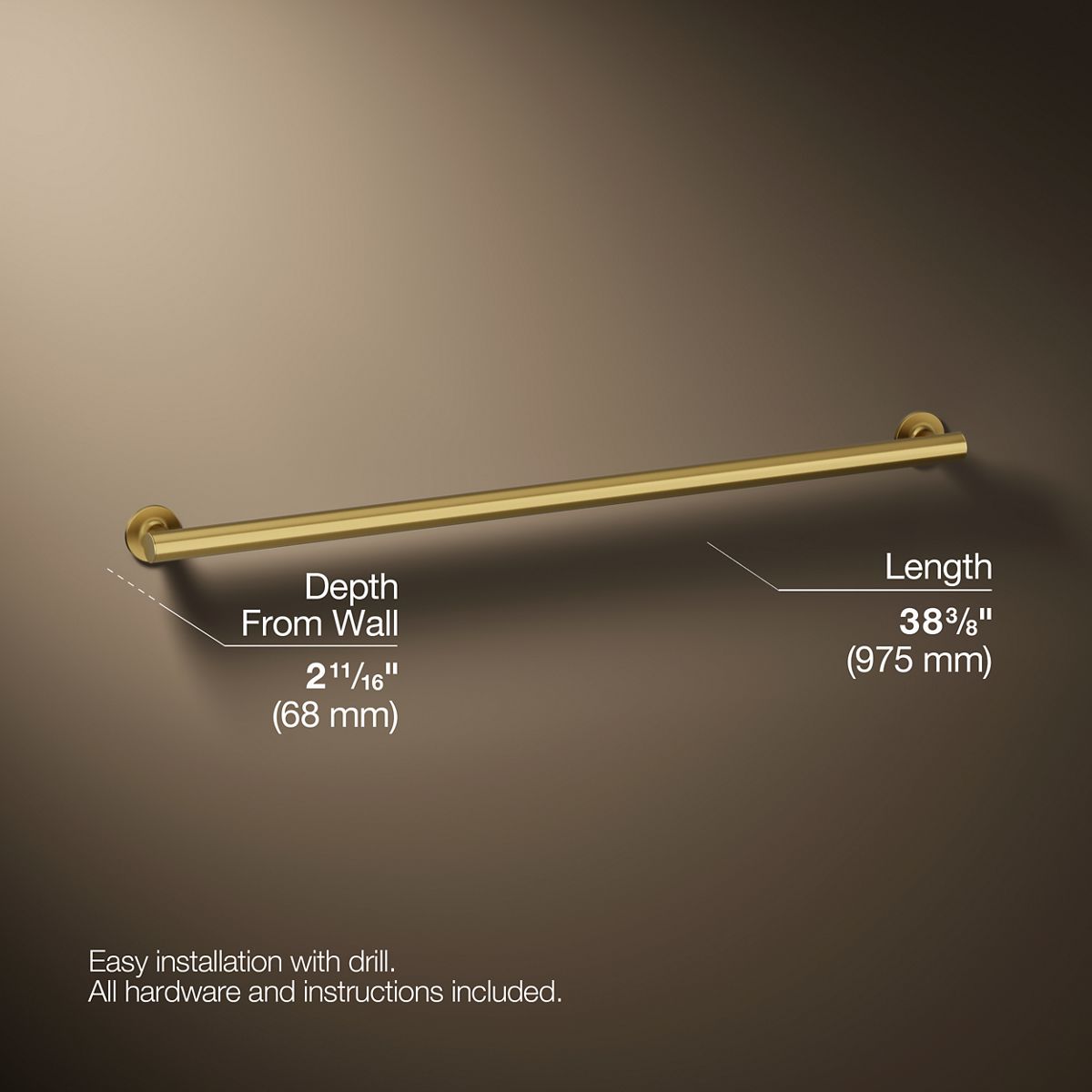 3/4 view of product with dimensions