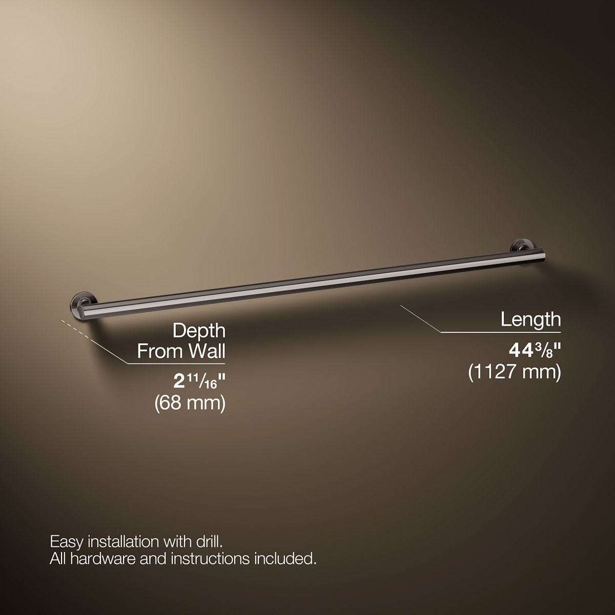 3/4 view of product with dimensions