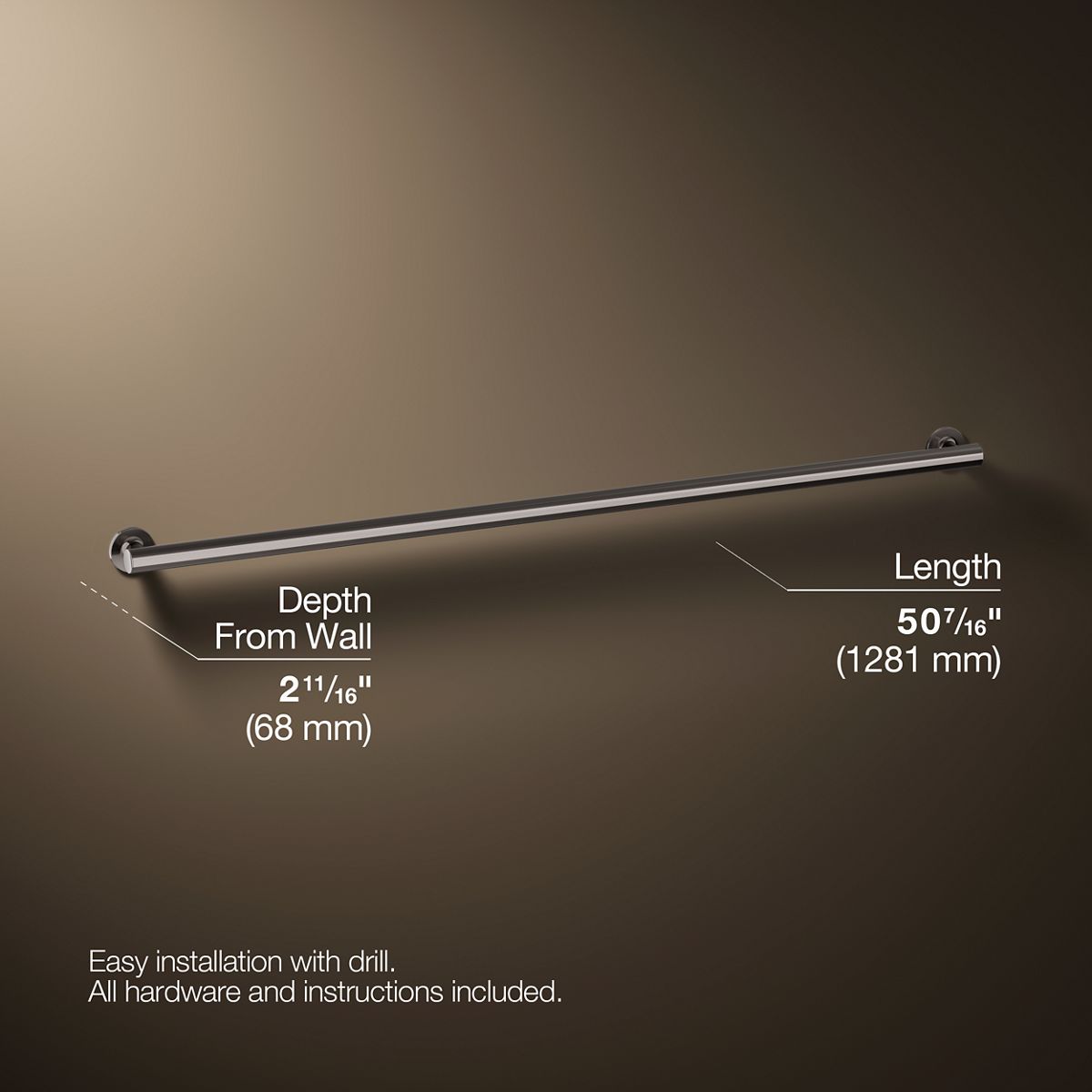 3/4 view of product with dimensions