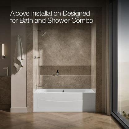 KOHLER K-1224-LA Mariposa 66" x 36" alcove whirlpool with alcove, left drain