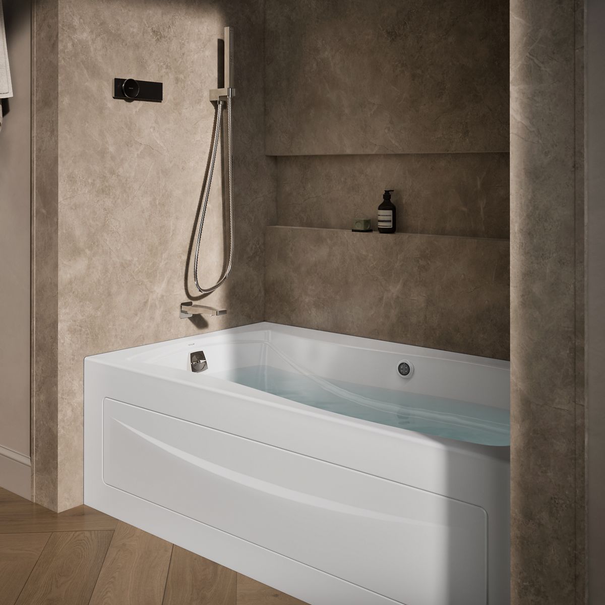 KOHLER K-1224-LA Mariposa 66" x 36" alcove whirlpool with alcove, left drain