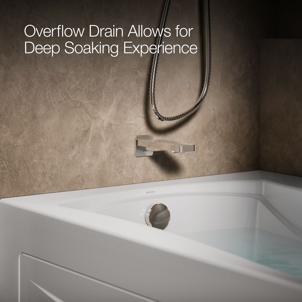 KOHLER K-1224-LAW Mariposa 66" x 36" alcove whirlpool bath with Bask heated surface, left drain
