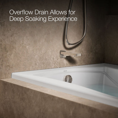 KOHLER K-1224-LW Mariposa 66" x 36" alcove whirlpool bath with Bask heated surface, left drain