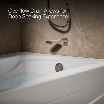 KOHLER K-1224-RAW Mariposa 66" x 36" alcove whirlpool bath with Bask heated surface, right drain
