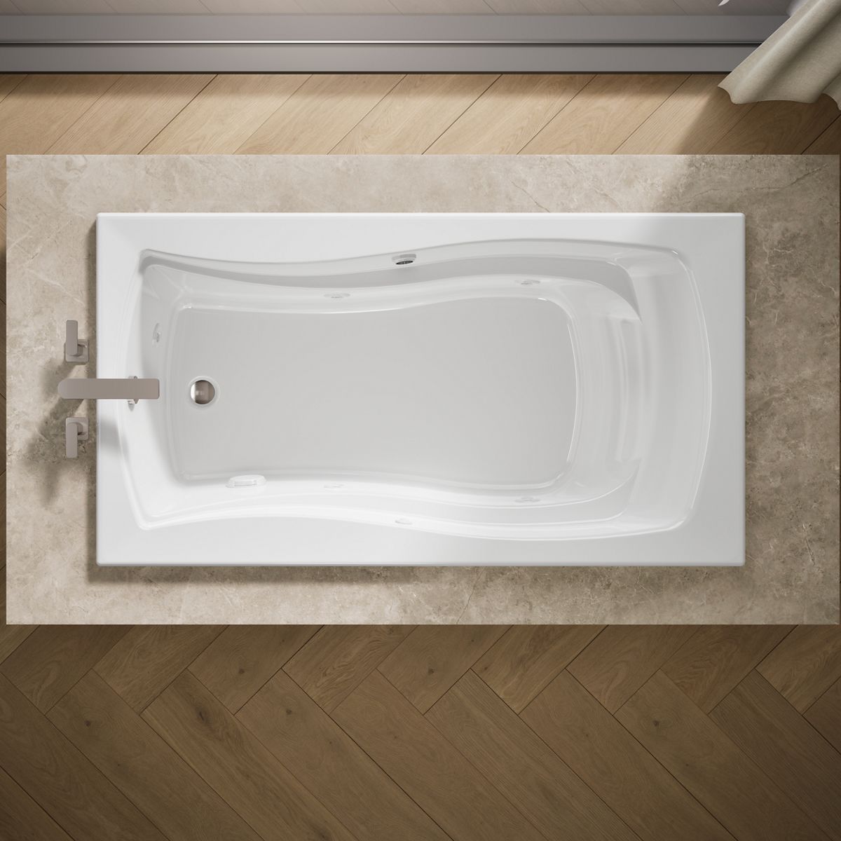 KOHLER K-1224-W1 Mariposa 66" x 35-7/8" drop-in whirlpool bath with Bask heated surface and end drain