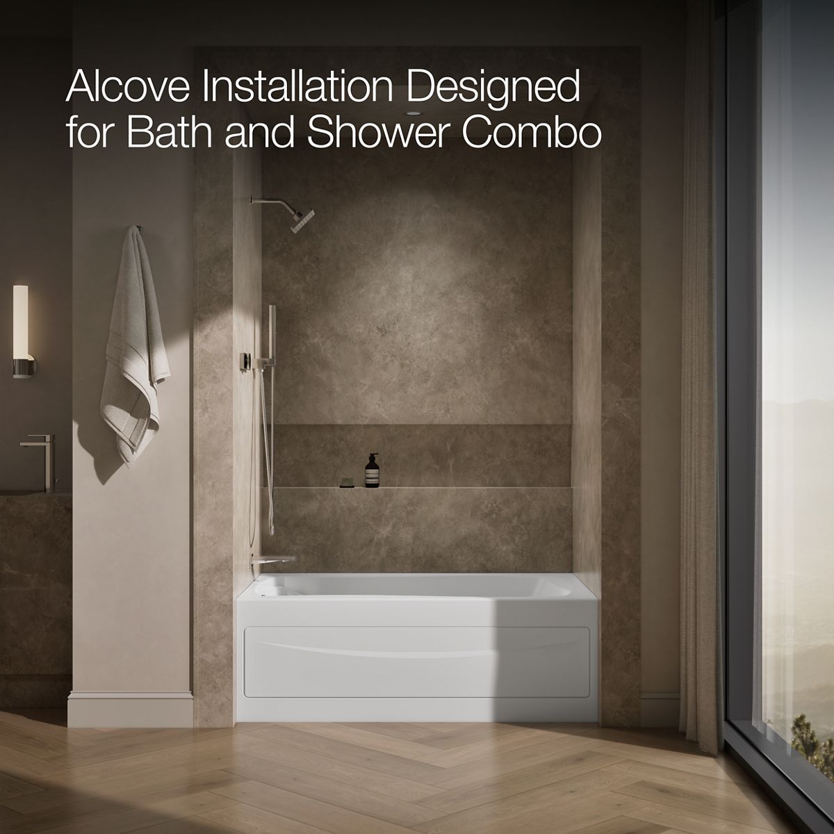 KOHLER K-1239-GHLA Mariposa 60" x 36" alcove Heated BubbleMassage air bath, left drain