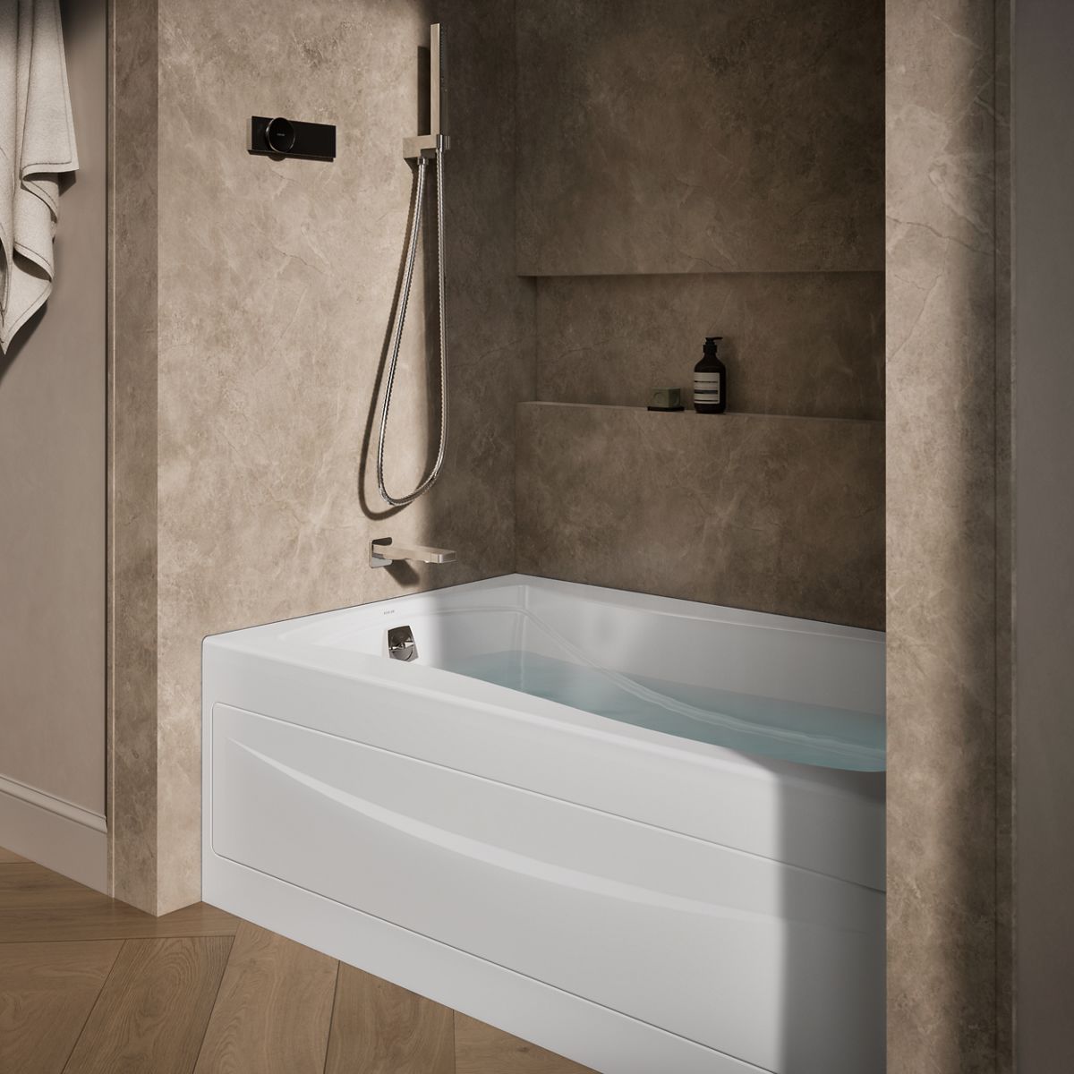 KOHLER K-1239-GHLA Mariposa 60" x 36" alcove Heated BubbleMassage air bath, left drain