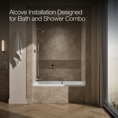 KOHLER K-1239-GHLW Mariposa 60" x 36" alcove Heated BubbleMassage air bath with Bask heated surface, left drain