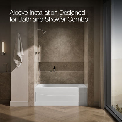 KOHLER K-1239-HL Mariposa 60" x 36" alcove heated whirlpool, left drain