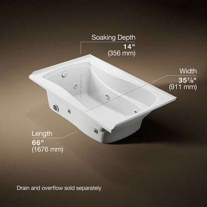 KOHLER K-1239-L Mariposa 60" x 36" alcove whirlpool, left drain