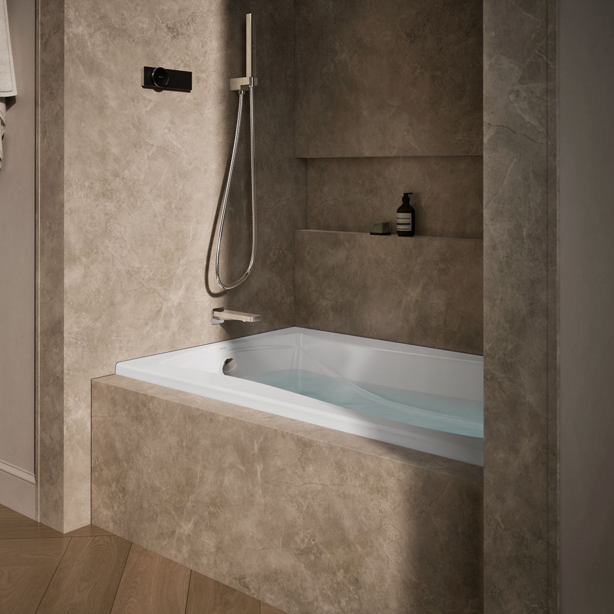 KOHLER K-1239-LH Mariposa 60" x 36" alcove heated whirlpool, left drain and heater