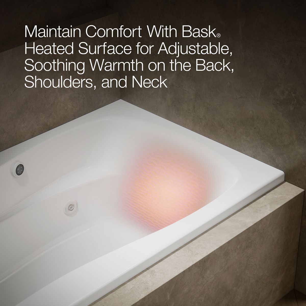 KOHLER K-1239-LW Mariposa 60" x 36" alcove whirlpool bath with Bask heated surface, left drain