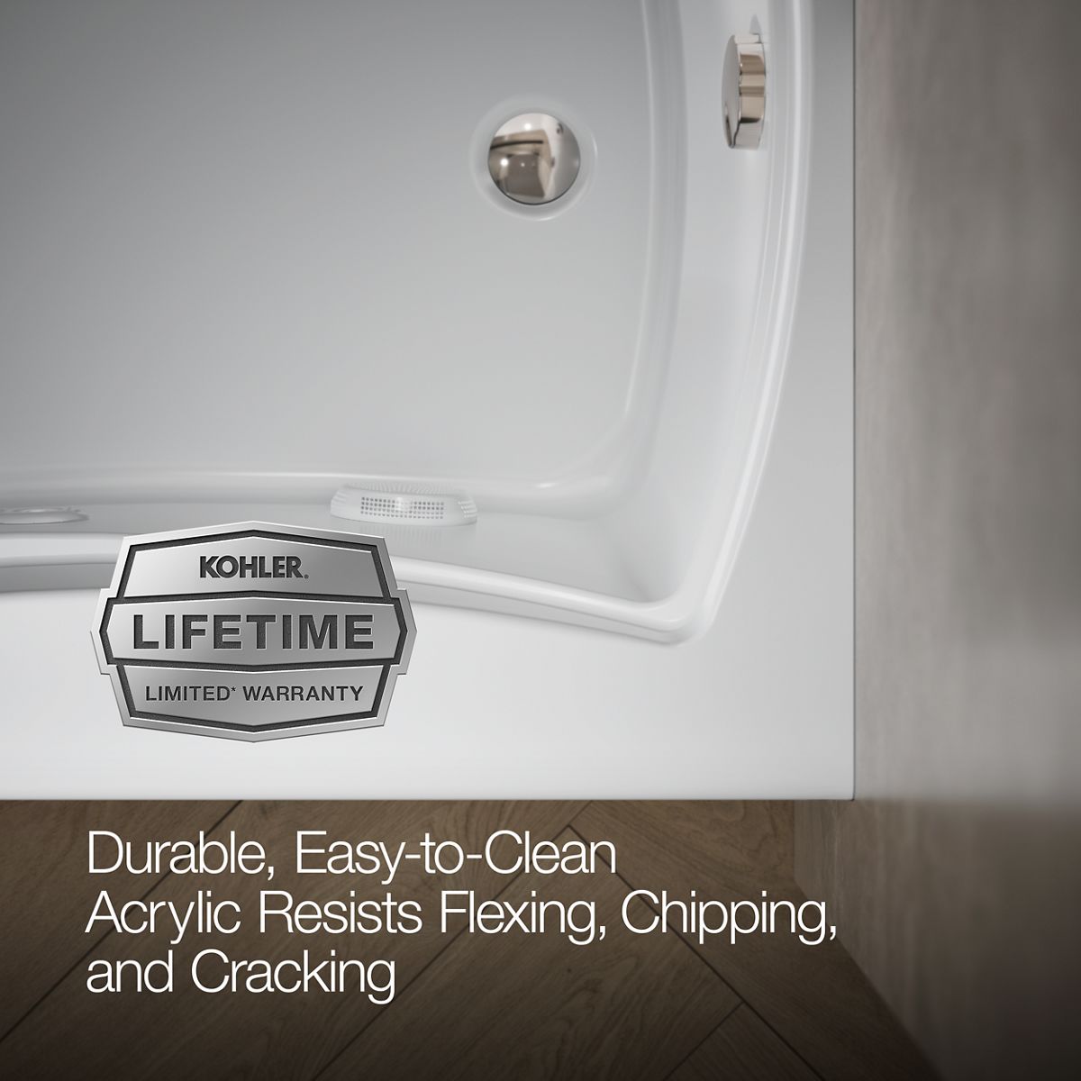 KOHLER K-1239-RA Mariposa 60" x 36" alcove whirlpool, right drain and adjustable jets