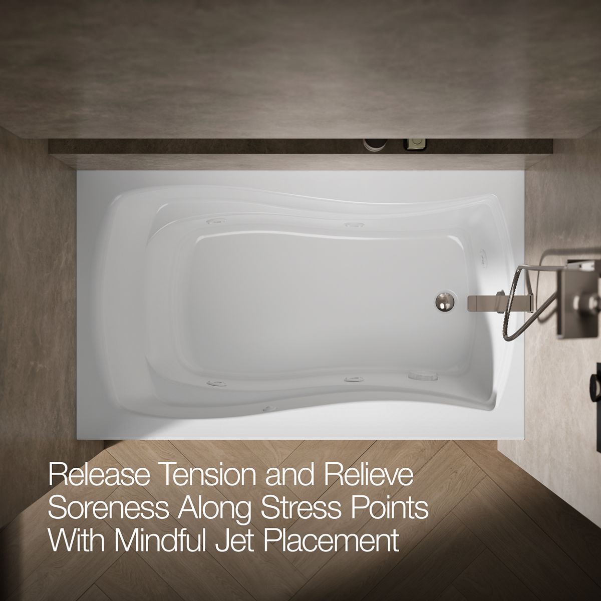 KOHLER K-1239-RA Mariposa 60" x 36" alcove whirlpool, right drain and adjustable jets