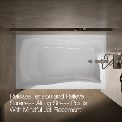 KOHLER K-1239-RA Mariposa 60" x 36" alcove whirlpool, right drain and adjustable jets