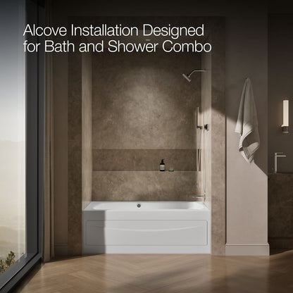 KOHLER K-1239-RAW Mariposa 60" x 36" alcove whirlpool bath Bask heated surface, right drain