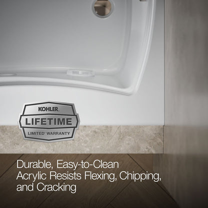 KOHLER K-1239-RW Mariposa 60" x 36" alcove whirlpool bath with Bask heated surface, integral flange and right-hand drain