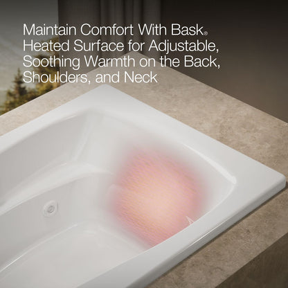 KOHLER K-1239-W1 Mariposa 60" x 36" drop-in whirlpool bath with Bask heated surface